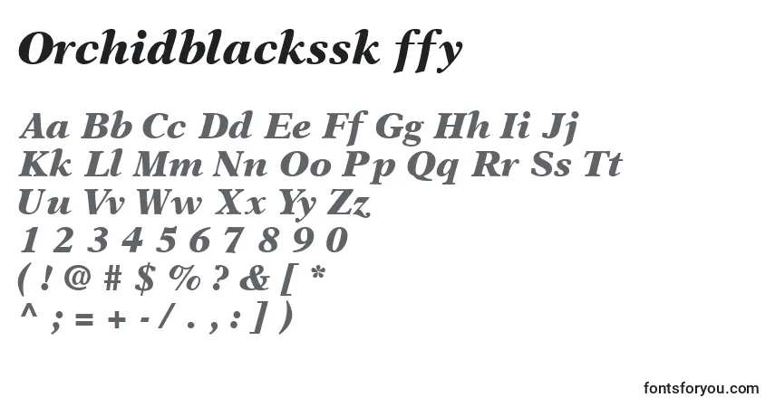 A fonte Orchidblackssk ffy – alfabeto, números, caracteres especiais