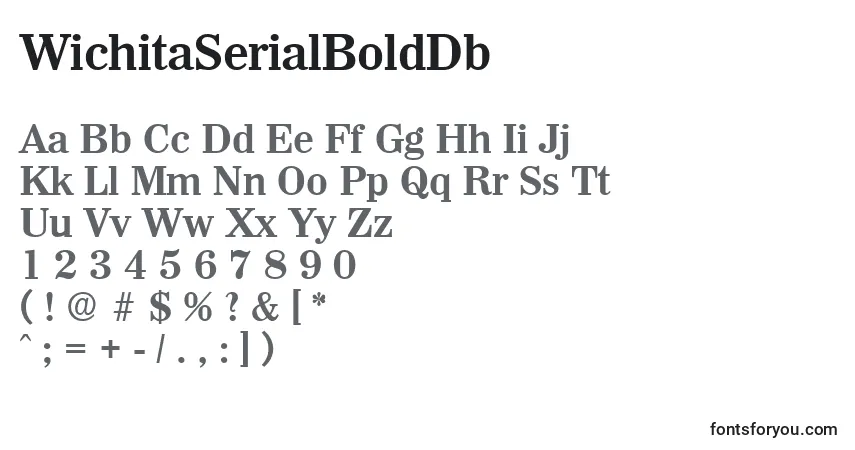 Czcionka WichitaSerialBoldDb – alfabet, cyfry, specjalne znaki