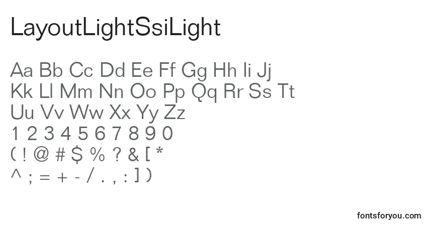 A fonte LayoutLightSsiLight – alfabeto, números, caracteres especiais