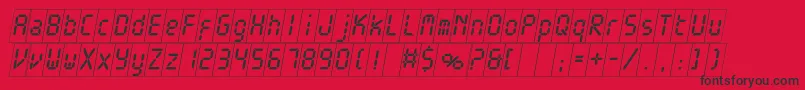 ElectronicawhitecItalic-Schriftart – Schwarze Schriften auf rotem Hintergrund