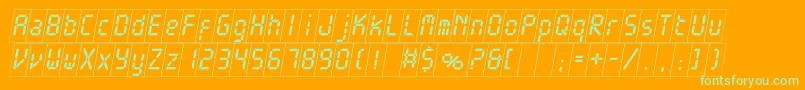 ElectronicawhitecItalic-Schriftart – Grüne Schriften auf orangefarbenem Hintergrund