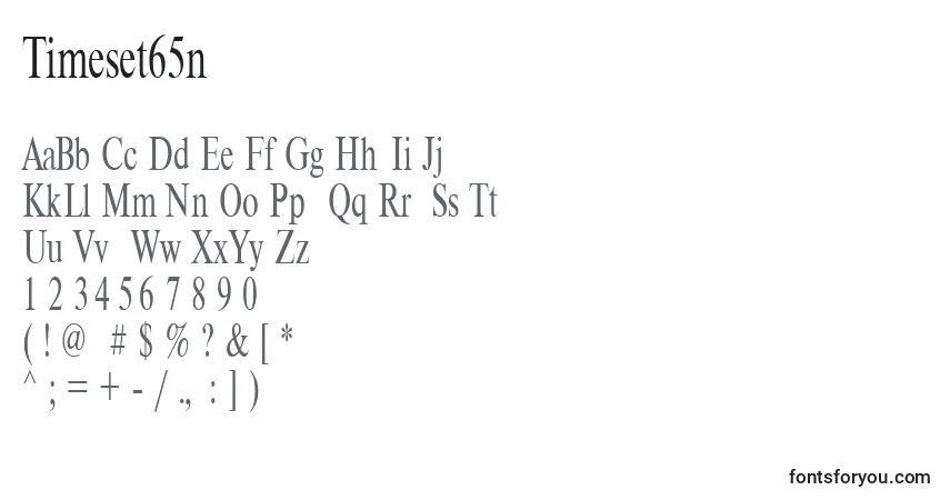 A fonte Timeset65n – alfabeto, números, caracteres especiais