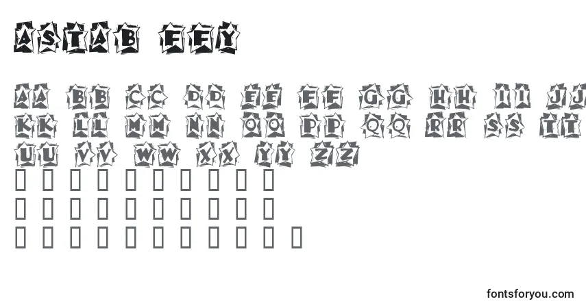 A fonte Astab ffy – alfabeto, números, caracteres especiais