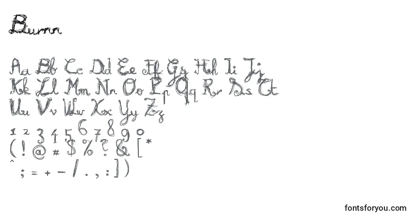 Шрифт Burnn – алфавит, цифры, специальные символы