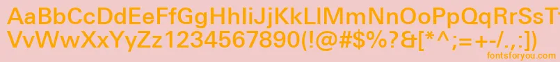 フォントUniversNextProMedium – オレンジの文字がピンクの背景にあります。