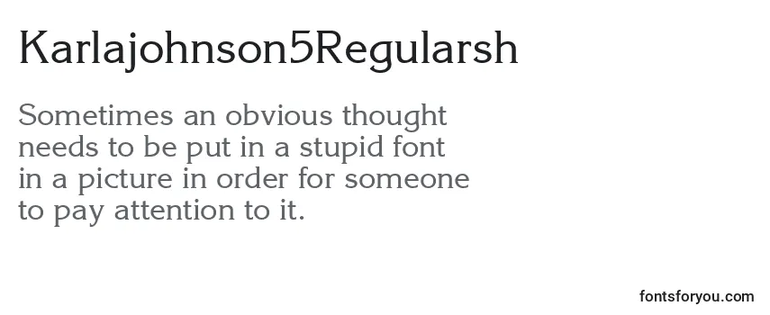 Review of the Karlajohnson5Regularsh Font