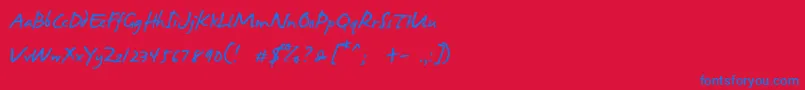 JamesFajardo-Schriftart – Blaue Schriften auf rotem Hintergrund