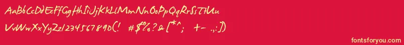 フォントJamesFajardo – 黄色の文字、赤い背景