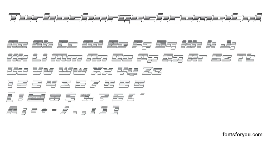 Schriftart Turbochargechromeital – Alphabet, Zahlen, spezielle Symbole