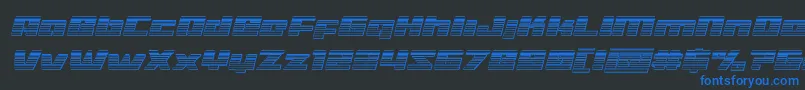 Turbochargechromeital-Schriftart – Blaue Schriften auf schwarzem Hintergrund