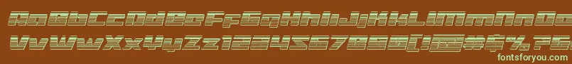 Turbochargechromeital-Schriftart – Grüne Schriften auf braunem Hintergrund