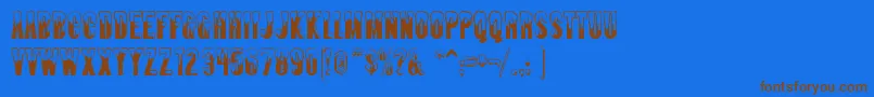 フォントAlmonte ffy – 茶色の文字が青い背景にあります。