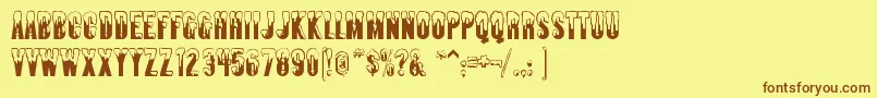 フォントAlmonte ffy – 茶色の文字が黄色の背景にあります。