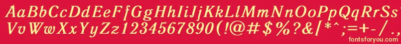 フォントAntiqua2 – 黄色の文字、赤い背景