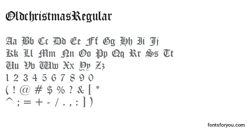Czcionka OldchristmasRegular – alfabet, cyfry, specjalne znaki