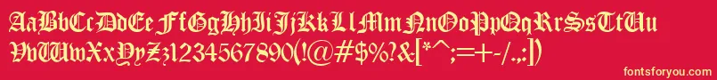 OldchristmasRegular Font – Yellow Fonts on Red Background