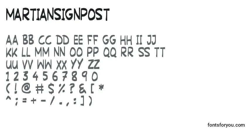 Fuente MartianSignpost - alfabeto, números, caracteres especiales
