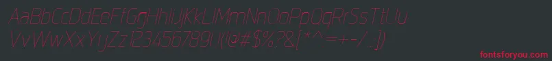 Czcionka IntropolThinitalic – czerwone czcionki na czarnym tle