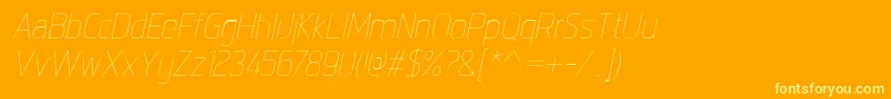 Fonte IntropolThinitalic – fontes amarelas em um fundo laranja