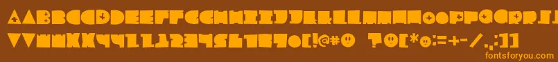 LfChildsplayフォントについての詳細 フォントLfChildsplay – オレンジ色の文字が茶色の背景にあります。
