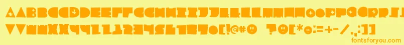 Fonte LfChildsplay – fontes laranjas em um fundo amarelo