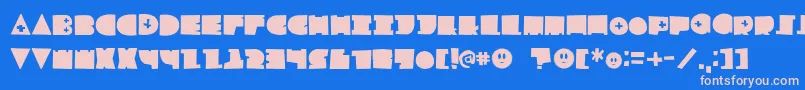 LfChildsplay-Schriftart – Rosa Schriften auf blauem Hintergrund