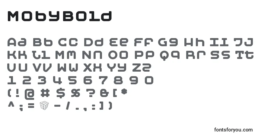 Шрифт MobyBold – алфавит, цифры, специальные символы