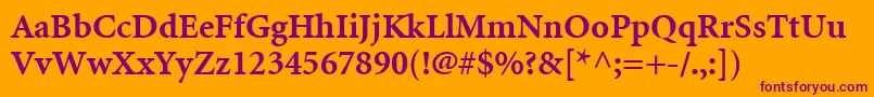 MinionLtBold-Schriftart – Violette Schriften auf orangefarbenem Hintergrund