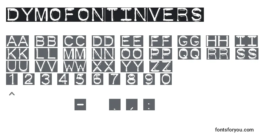 Czcionka Dymofontinvers – alfabet, cyfry, specjalne znaki