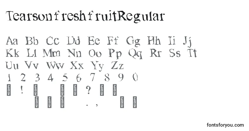Czcionka TearsonfreshfruitRegular – alfabet, cyfry, specjalne znaki