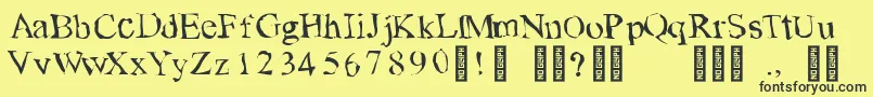 Fonte TearsonfreshfruitRegular – fontes pretas em um fundo amarelo