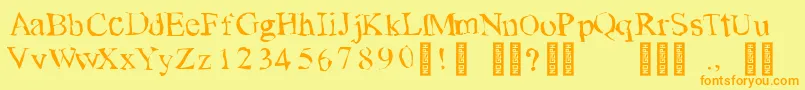 Fonte TearsonfreshfruitRegular – fontes laranjas em um fundo amarelo
