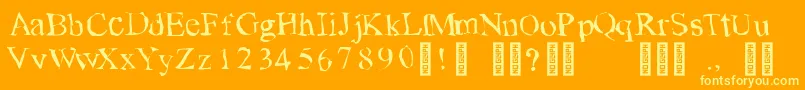 Weitere Informationen zur TearsonfreshfruitRegular-Schriftart TearsonfreshfruitRegular-Schriftart – Gelbe Schriften auf orangefarbenem Hintergrund