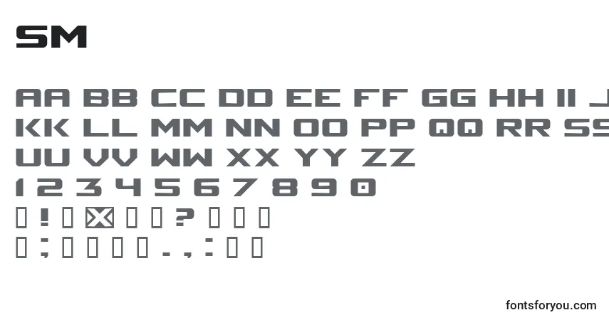 Czcionka Sm – alfabet, cyfry, specjalne znaki