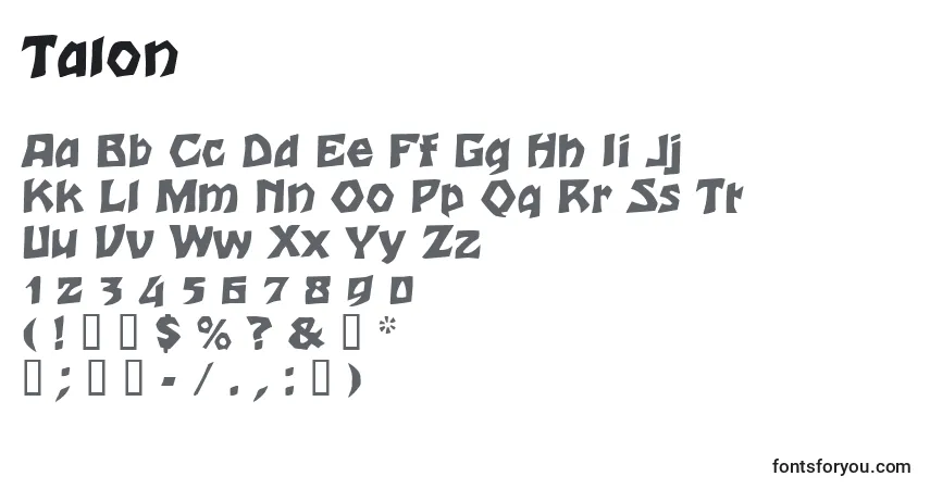 Czcionka Talon – alfabet, cyfry, specjalne znaki