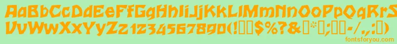 フォントTalon – オレンジの文字が緑の背景にあります。