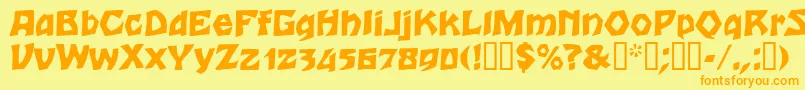 フォントTalon – オレンジの文字が黄色の背景にあります。