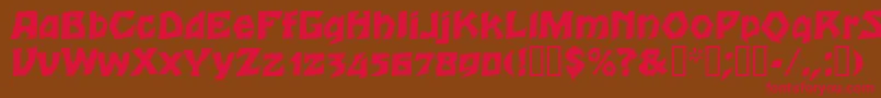 フォントTalon – 赤い文字が茶色の背景にあります。