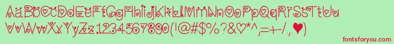 Iloveyouforever Font – Red Fonts on Green Background