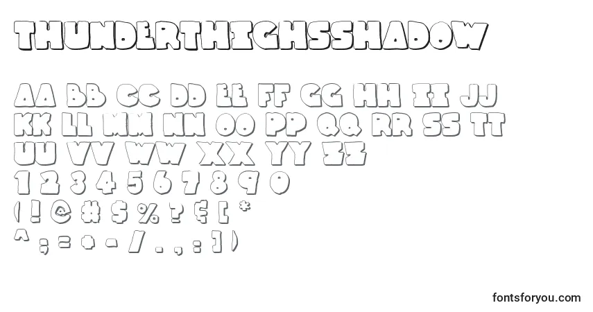 A fonte ThunderThighsShadow – alfabeto, números, caracteres especiais
