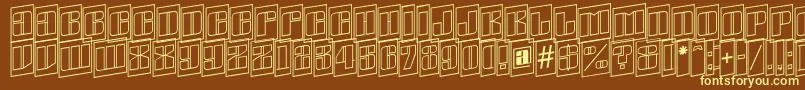 AGlobuscmotlspup-fontti – keltaiset fontit ruskealla taustalla