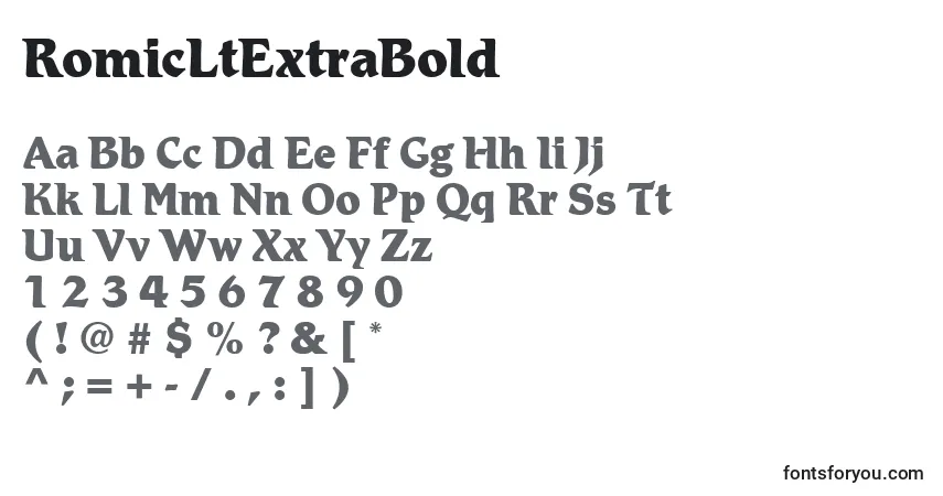 Schriftart RomicLtExtraBold – Alphabet, Zahlen, spezielle Symbole