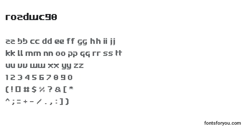 A fonte Roadwc98 – alfabeto, números, caracteres especiais