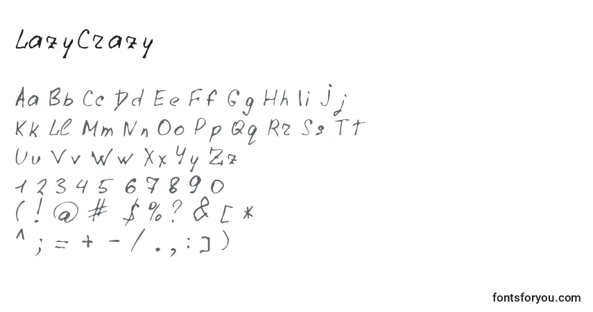 Schriftart LazyCrazy – Alphabet, Zahlen, spezielle Symbole