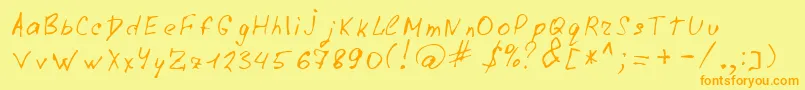 LazyCrazy-Schriftart – Orangefarbene Schriften auf gelbem Hintergrund