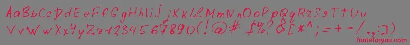 フォントLazyCrazy – 赤い文字の灰色の背景