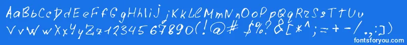 LazyCrazy-Schriftart – Weiße Schriften auf blauem Hintergrund