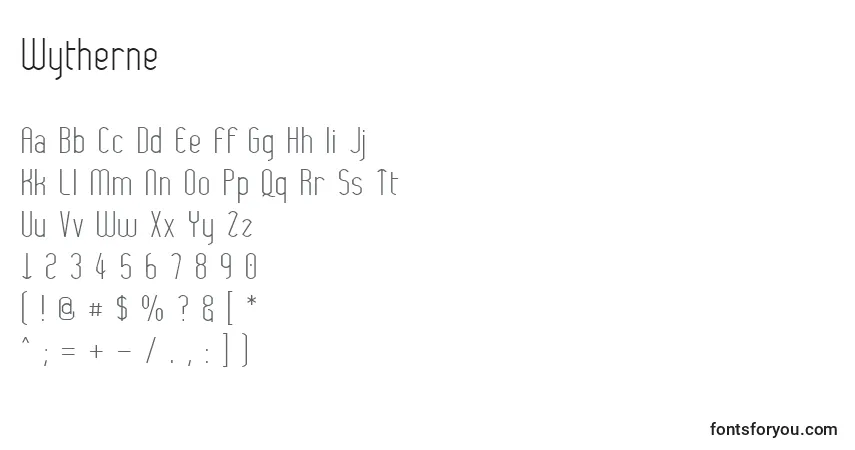 Czcionka Wytherne – alfabet, cyfry, specjalne znaki