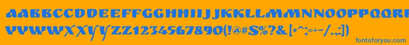 Ruslandisplay-Schriftart – Blaue Schriften auf orangefarbenem Hintergrund