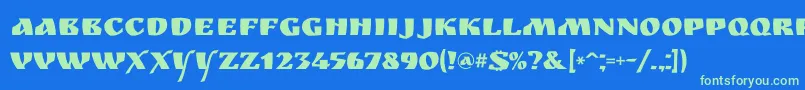 Ruslandisplay Font – Green Fonts on Blue Background